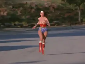 Lynda Carter running, 1970s