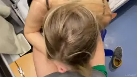 Blonde in Lingerie gives Sensual Blowjob