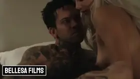 Babe with perky tits making off her man