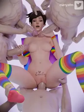 Tracer surrounded by cock