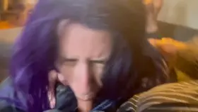 Cruel forced cock gagging while being spanked