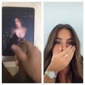 Addison surprised by my cum tribute to her