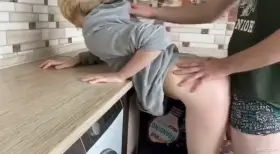 Blonde girl in hoodie gets fucked doggystyle