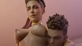 Lesbians with double dildo