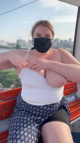Flashing my tits in a cable car