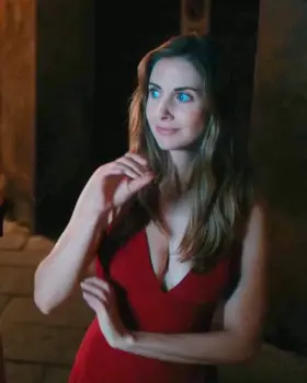 Alison Brie with some suggestive mime plot in Spin Me Round (2022)