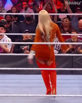 Liv Morgan mini skirt & heels