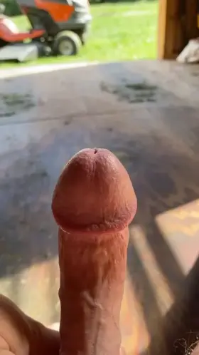 Jerking cum out door in my shed.