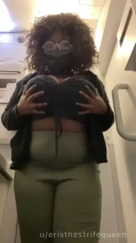 would you brave a cramped airplane bathroom to suck on my titties?