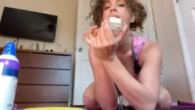 Hmm what to do with all this food… where should I put it?! [F] MILF