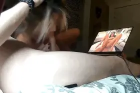 Watching porn and sucking his cock.