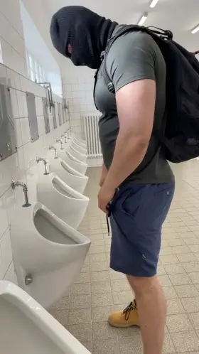 Softie Piss in Public Toilet
