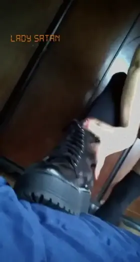 Start now to lick and clean my boots and maybe I will reward you with my hard purple cock 😈