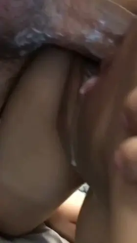 POV close up of an 18 y/o Chinese college sluts soaking wet pussy with cum leaking out of it after a breeding.