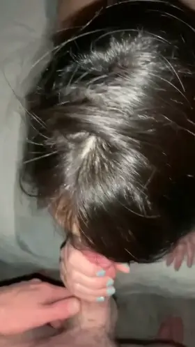 Giving him a sensual blowjob while giving him a view 🍑 Would you let me take care of you?