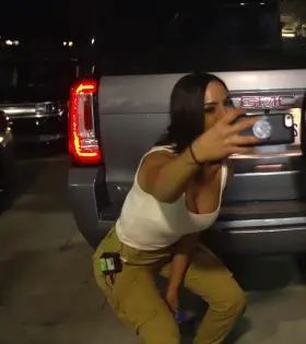 Peyton Royce trying to get out of getting a ticket for speeding