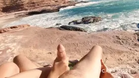 Cumming hard with a stunning view.