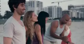 Skinny-dipping with new friends in Miami Beach, then Vanessa (Kandis Kay) have a casual smoke break with Diego. (After the Wedding (US2017))