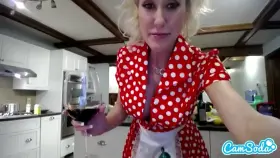A MILF in The Kitchen and a Glass of Wine = Expectedly Good Combination
