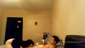 Eating my bull's ass and being rewarded with his huge cock while my husband was at work