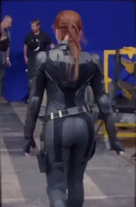 Black Widow (Scarlett Johansson) behind the scenes