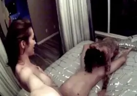 Grinding on his face while I watch my bestie deep throat his cock 😈