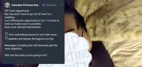 VIP Cuck Opportunity - My man and I have to go out of town to a wedding. I am offering the opportunity to for 1-3 cucks to fund our hotel room & activities. Each cuck will earn themselves - ⛓ One cuckolding session in our hotel room. ⛓Updates and teases throughout our trip.