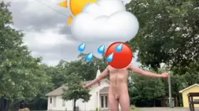 First time nude in the rain