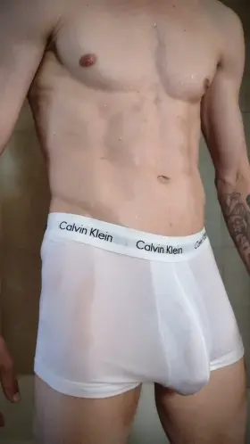 You should take off my wet Calvins with your teeth! Then you can suck it real nice! 😈😏🍆