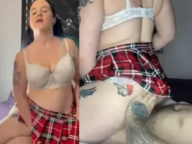 Riding in her short skirt