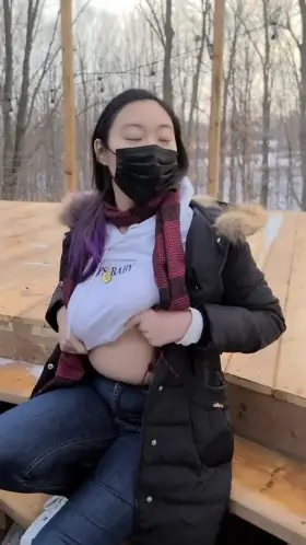 To be honest sometimes I fantasize about taking my tits out in public just like this and letting a bunch of strangers stroke their cocks until they cover me in cum
