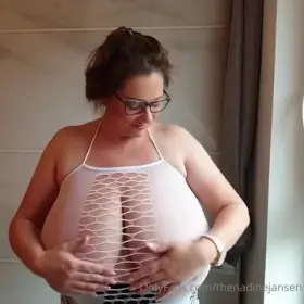 Nadine Jansen - Setting Her Massive Breast Free - Ripping Fishnet - EPO421