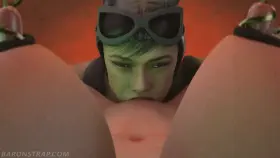 Catwoman going down on Powergirl (BaronStrap) [DC]