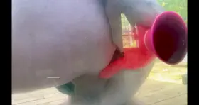 Shitting on my dildo outside