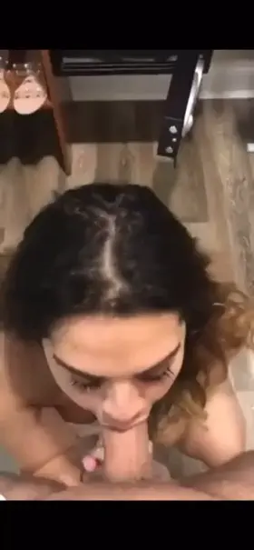 Incredibly hot Latina teen gets on her knees and sucks big dick!