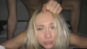 Blonde babe takes a rough fuck from behind