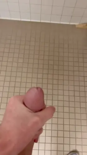 Cumming in a public bathroom