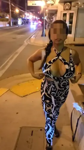 Having a wardrobe malfunction on the sidewalk...Oops