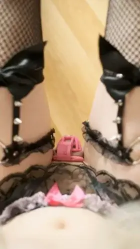 Crotchless panties and a tiny cage 😥