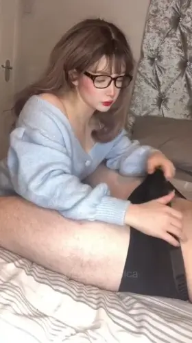 Best part about wearing glasses is they double up as cum guards