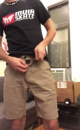 Wanted to take a quick vid of me getting hard for you guys. Luckily I got it just before my roommate was right about To walk in 😂