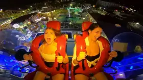 Accidentally flashing bra on the slingshot ride