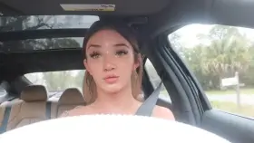 Stella jerks and dildoes herself in her car