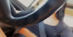 Bailey Archer drives her car. Uncut cock