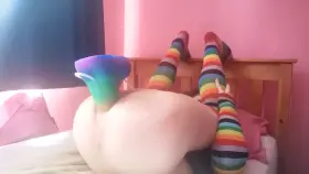 I can't get enough of this huge rainbow dildo 🥵