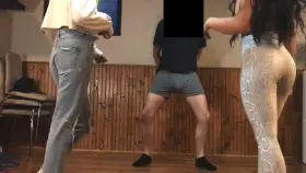 Accurate ball kicks from 18 y/o Sara in leggings