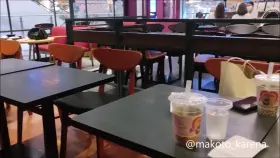 Wearing a see through shirt in a cafe [gif]