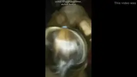 Blonde slut gets spitroasted and gives sloppy bj