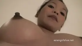 Pregnant Asian Girl on webcam shows off big tits