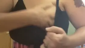 Taking out my big tits and playing with them